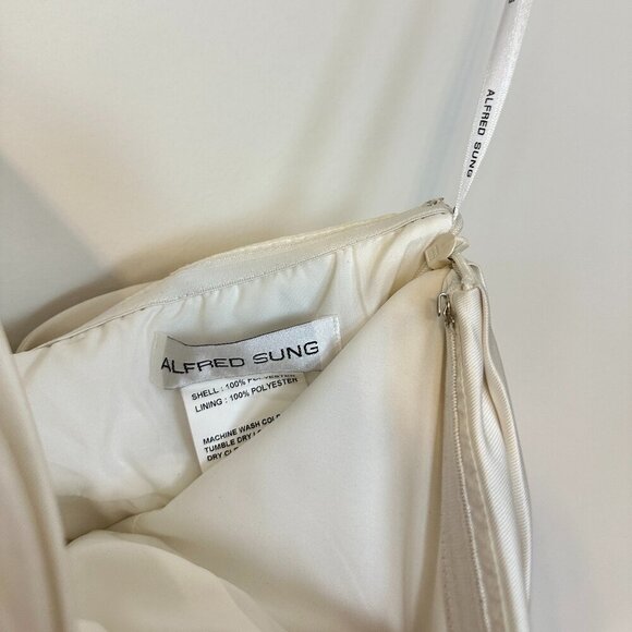 ALFRED SUNG Oversize Bow Back Strapless Minidress in Ivory Size US 0 - Picture 8 of 10